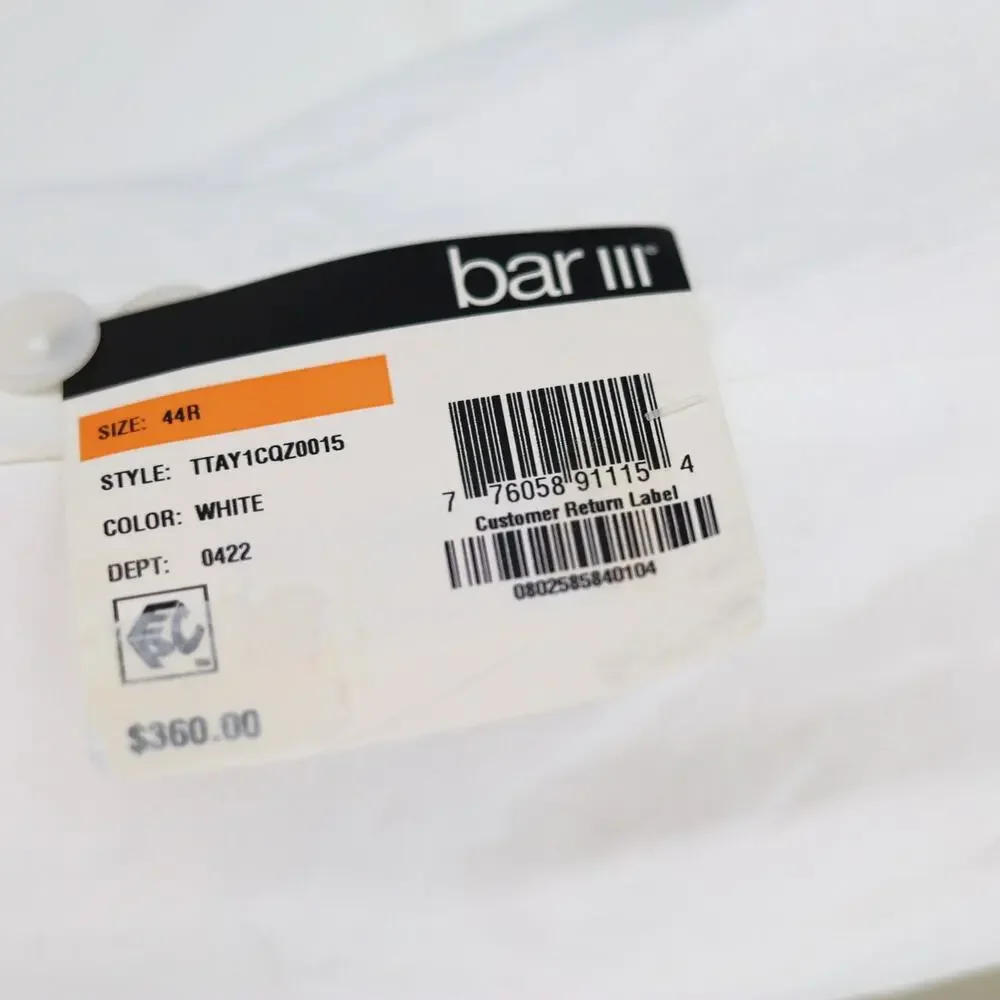 Bar III Men's White Linen Summer Casual Slim-Fit Formal Suit Jacket Size 44R